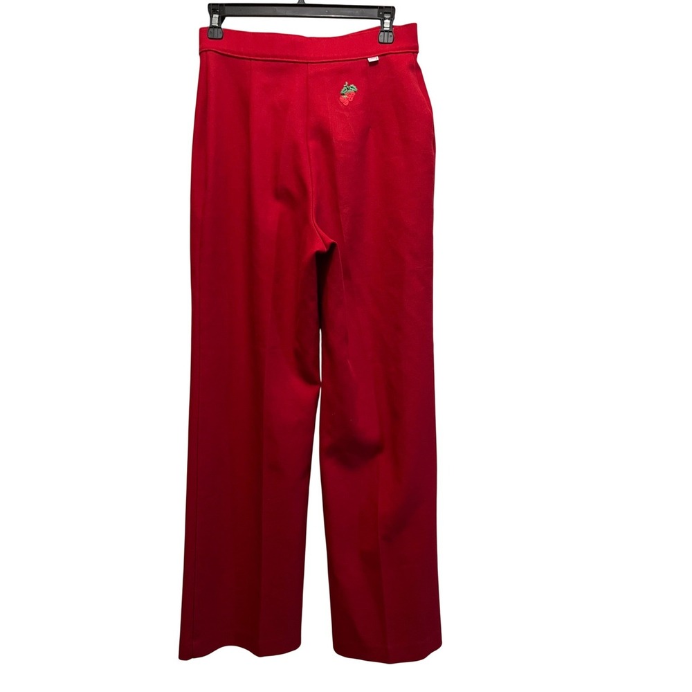 Vintage Levis Red High Waisted Wide Leg Strawberry Embroidered Size 6 Pants - Picture 2 of 11